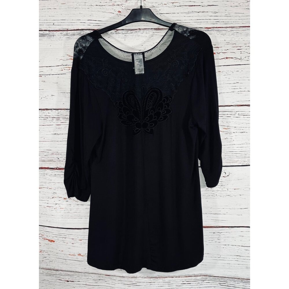 Harley-Davidson Womens Black Genuine Motorcycles Rhinestone & Lace Top Size L Se - Picture 10 of 14